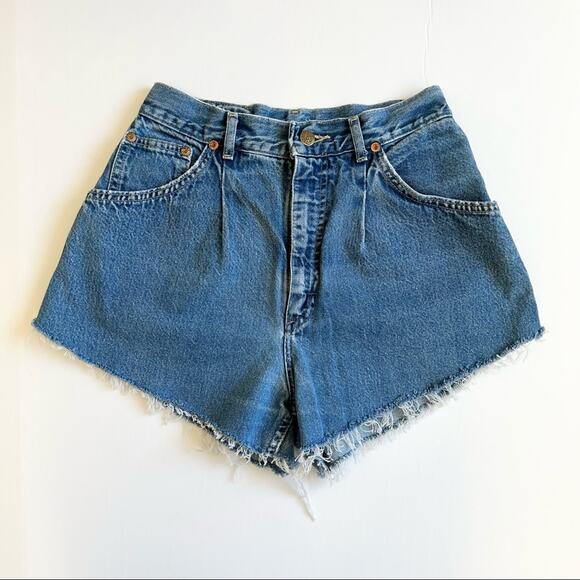 Vintage LEE‎ 70's Jean Shorts 25" Custom Distressed High Rise Denim - Picture 1 of 13